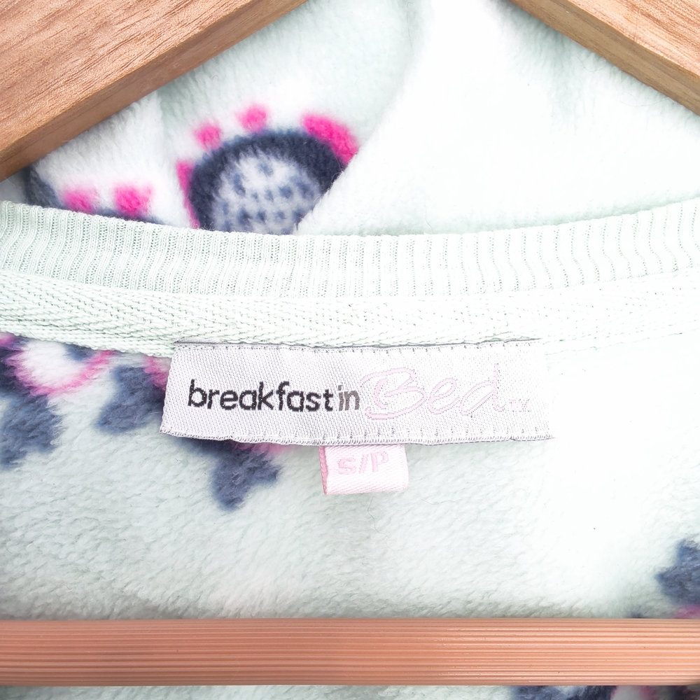 Breakfast In Bed Mint Green Fleece Owl Henley Nightgown - Picture 3 of 4